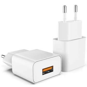 2,4 A, 2400 мАг, 12 Вт, одинарний швидкий зарядний пристрій USB, настінний зарядний пристрій, білий