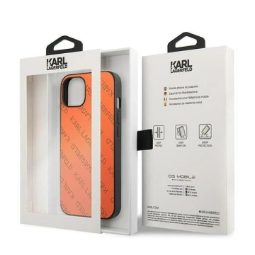 Karl Lagerfeld KLHCP13SPTLO ochranné puzdro na telefón pre Apple iPhone 13 Mini 5,4" pevné puzdro oranžové/oranžové perforované celoplošné