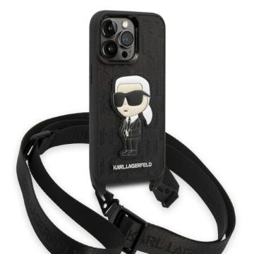 Etui ochronne na telefon Karl Lagerfeld KLHCP14LSTKMK do Apple iPhone 14 Pro 6,1" czarny/black hardcase Monogram Ikonik Patch