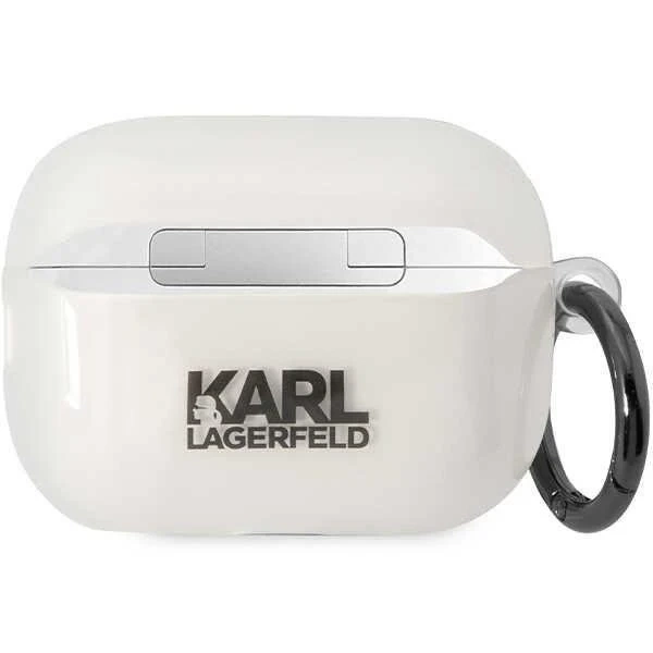 Ochranné puzdro na slúchadlá Karl Lagerfeld KLAP2HNCHTCT pre Apple AirPods Pro 2 kryt priehľadný Ikonik Choupette