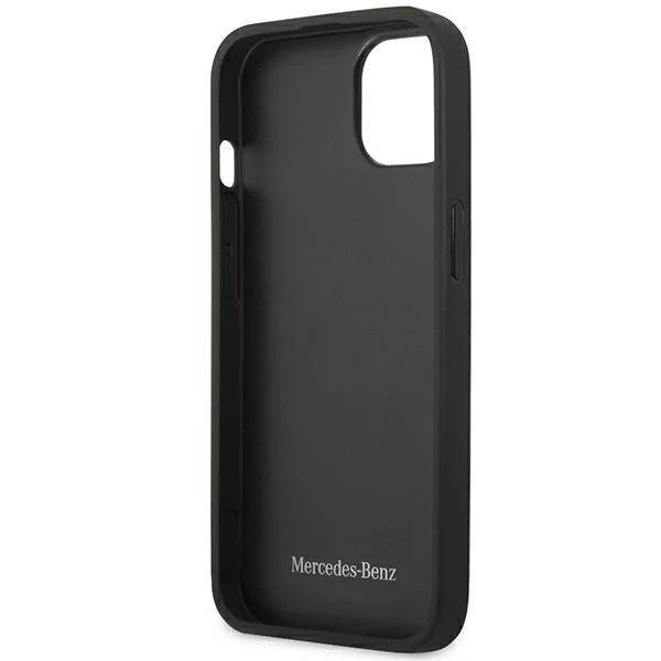 Mercedes MEHCP13MDELBK protective case for Apple iPhone 13 6.1" black/black hardcase Leather Perforated