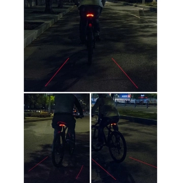 Rockbros LKWD-R1 rear bicycle light with laser and remote control, micro USB cable - USB-A - black