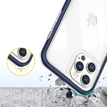 Clear 3in1 case for iPhone 12 Pro Max gel cover with frame blue