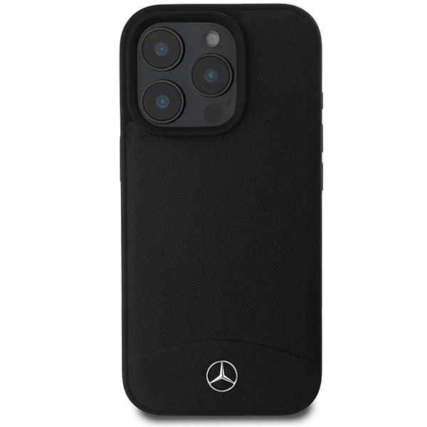 Mercedes-Etui für iPhone 16 Pro Max 6,9" Schwarzes MagSafe Hardcase Strukturiertes und glattes Leder