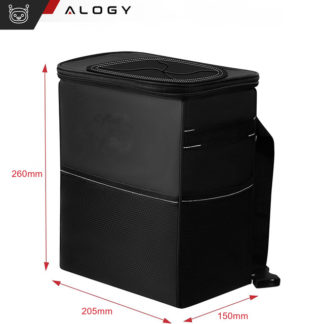 Органайзер для автомобільного сміттєвого бака Міні-корзинка для підголівника Автокрісло для автомобіля Чорний 8л Термосумка Alogy