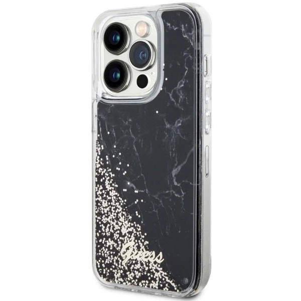 Etui Guess GUHCP14LLCSGSGK na iPhone 14 Pro 6,1" pevné pouzdro Liquid Glitter Marble