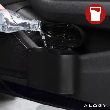 Car Trash Can Organizer Mini Small Portable Garbage Can for Car Home Car Alogy Black