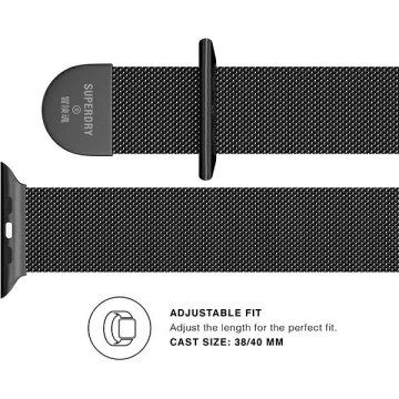 Pásek na hodinky SuperDry Apple Watch 38/40/41 mm Chainmail black/black 41681