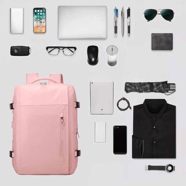 Bange Waterproof Backpack for Laptop 15.6" City Travel 46x31.5x20 cm for Work Airplane Women with USB Port Pink