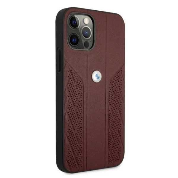 Etui BMW BMHCP12MRSPPR do Apple iPhone 12/ 12 Pro 6,1" pevné puzdro Leather Curve Perforate
