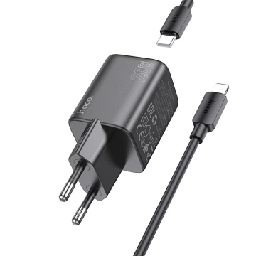 HOCO Type C Wall Charger Cable Type C to Lightning QC PD 20W Black