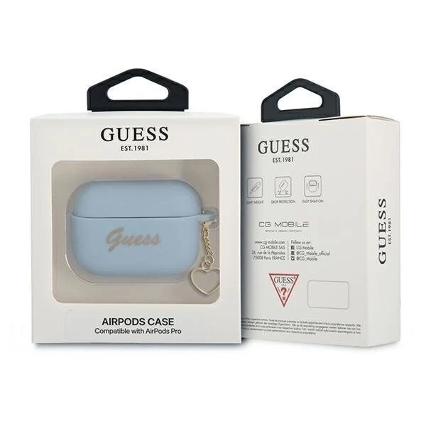 Guess GUAPLSCHSB AirPods Pro Cover niebieski/blue Silicone Charm Collection