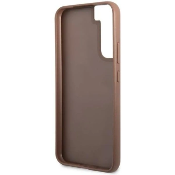 Etui Guess GUHCS23SG4GFBR pro Samsung Galaxy S23 S911 brązowy/hnědé pevné pouzdro 4G kovové zlaté logo