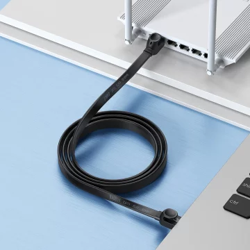 Baseus Speed ​​​​Six plochý sieťový kábel RJ45 1000 Mbps 1,5 m čierny (WKJS000001)