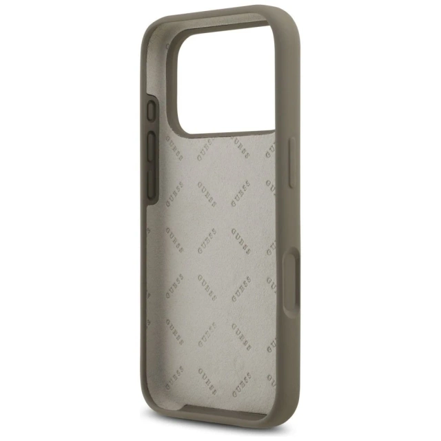 Etui Guess do iPhone 17 Pro Silicone Big 4G Script Brown