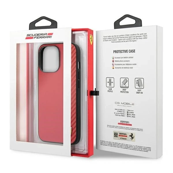 Ferrari iPhone 13 Pro Max 6.7" case red/red hardcase On Track Carbon Stripe