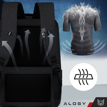 Alogy Urban Safe Anti-Diebstahl-Rucksack für 15,6-Zoll-Laptop mit USB-Anschluss, groß, wasserdicht, Unisex, Schwarz