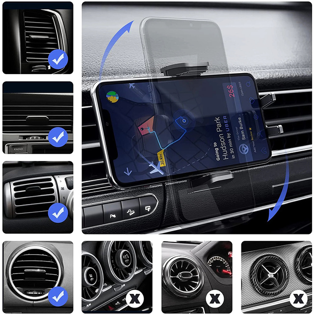 Alogy 2-in-1 car phone holder for the windshield for the dashboard grille Black