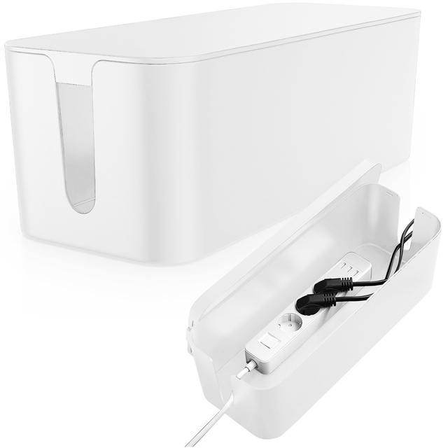 Cable organizer desk floor container box for cables slats Alogy Box M 31cm White