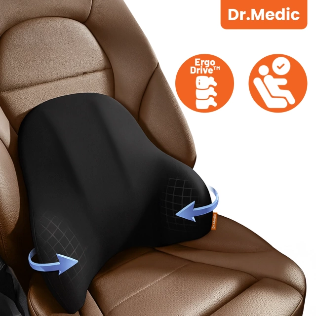 Ергономічна подушка для поперекової підтримки DR.MEDIC ErgoDrive™ для автомобілів, водіїв, пасажирів, офісних крісел, ігрових крісел та сидінь