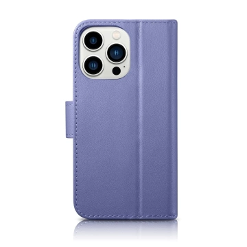 Peňaženka iCarer 2v1 kryt iPhone 14 Pro Max kožený flipový kryt Anti-RFID svetlofialový (WMI14220728-LP)