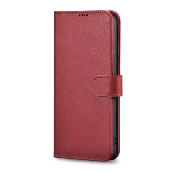 Kožené pouzdro na peněženku iCarer Haitang Kožené pouzdro pro Samsung Galaxy S22 (S22 Plus) Kryt pouzdra na peněženku červený (AKSM05RD)
