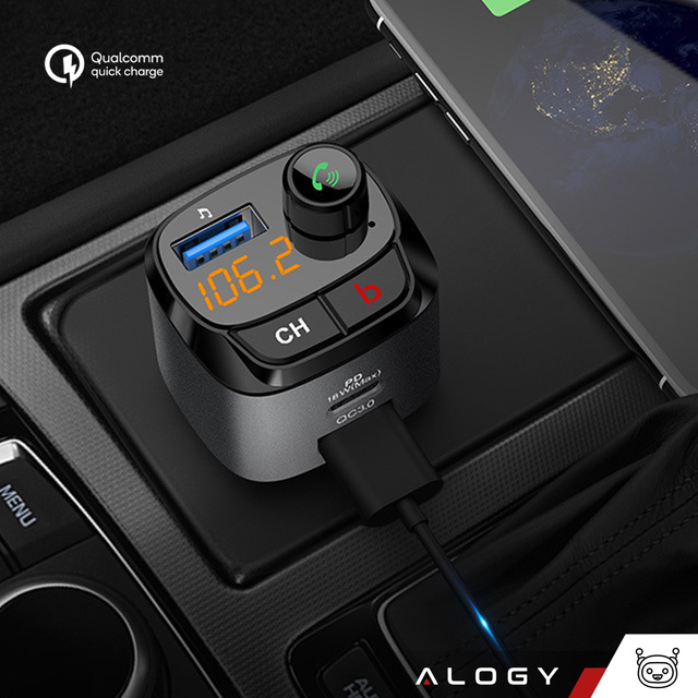 Alogy Car FM Transmitter USB QC 3.0 Ladegerät USB-C PD Bluetooth MP3-Player