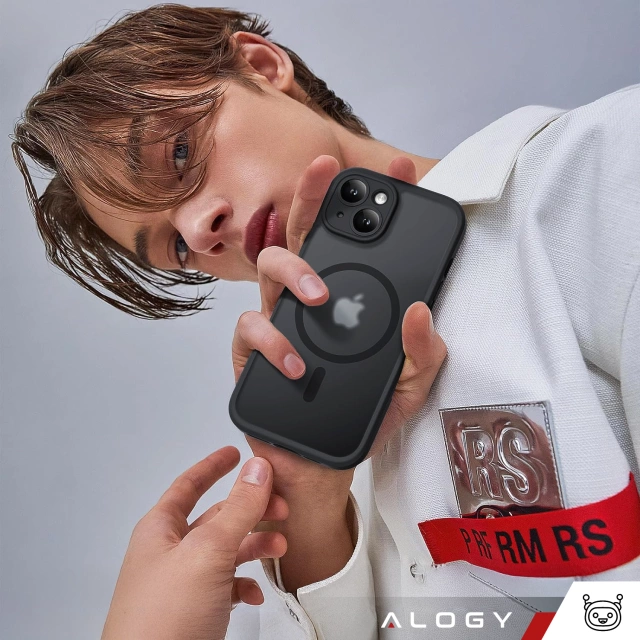 Sklenené puzdro pre Apple iPhone 15 Alogy MagSafe Hybrid Matte Case Matný kryt s ochranou šošovky čierny