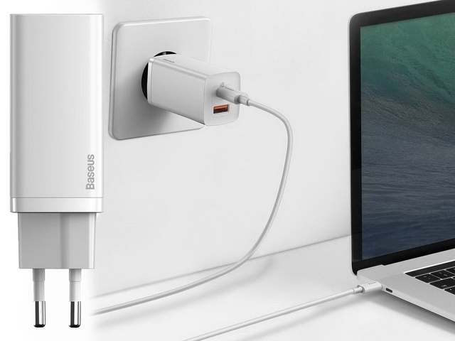 Швидкий зарядний пристрій Baseus GaN2 Lite USB USB-C 65W EU White