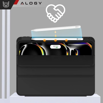 Schutzhülle mit Stifthalter für Apple iPad Air 13" (2024/2025) und iPad Pro 12,9" (2018–2022), Alogy Book Cover Case, Schwarz