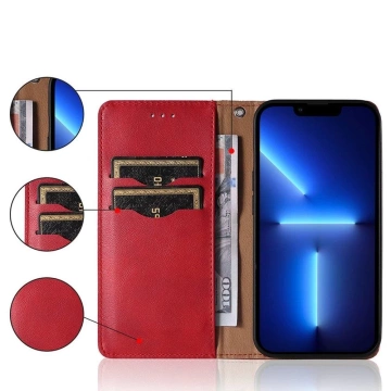 Magnet Strap Case etui do Xiaomi Redmi Note 11 Pro pokrowiec portfel + mini smycz zawieszka czerwony