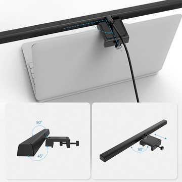 Lampe, LED-Schreibtischlampe über dem Monitor, Computer, LCD-Bildschirm, verstellbarer schwarzer Streifen