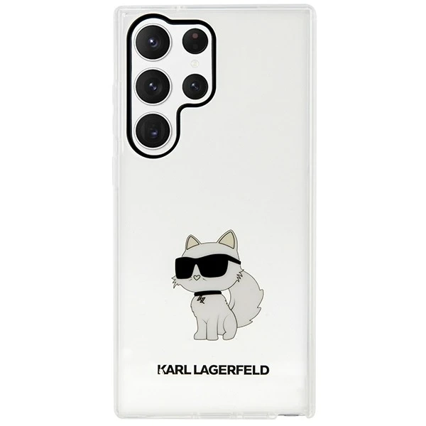 Ochranné pouzdro na telefon Karl Lagerfeld KLHCS23LHNCHTCT pro Samsung Galaxy S23 Ultra S918 průhledné pevné pouzdro Ikonik Choupette