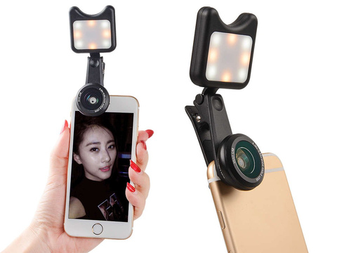 Apexel APL-3663FL 0,36x širokouhlá 15x makro šošovka LED lampa čierna