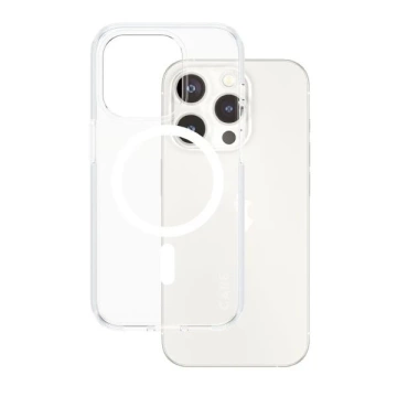 Puzdro CARE od PanzerGlass Urban Combat pre iPhone 15 Pro, priehľadné, s bielymi magnetmi, MagSafe
