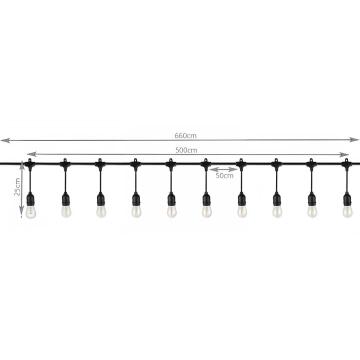 Garten-Girlandenleuchte, 10 LED-Balkonleuchten für den Garten, wasserdichte IP44-24-V-Glühbirnen