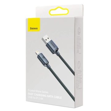 Кабель Baseus Crystal Shine Series Кабель USB для швидкої зарядки та передачі даних USB Type A - Lightning 2.4A 2m black (CAJY000101)