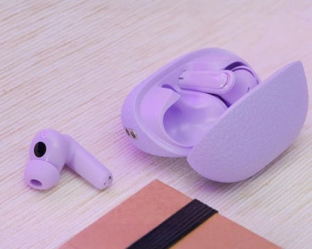 Bezdrôtové Bluetooth slúchadlá HOCO TWS EQ23 s nabíjacím puzdrom, fialové