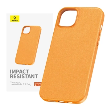 iPhone 15 Plus Baseus Fauxther Series Phone Case (Orange)