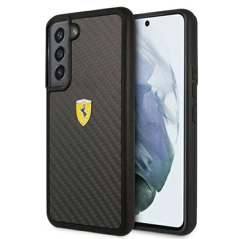 Pouzdro na telefon Ferrari Hardcase pro Samsung Galaxy S22 černé/černé pouzdro On Track Real Carbon