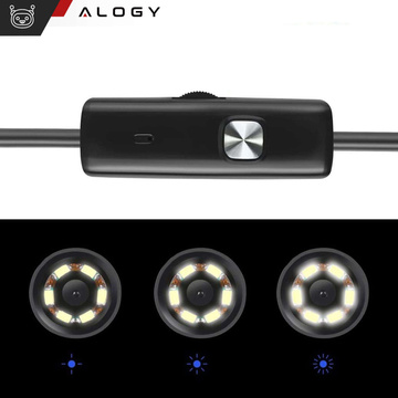 Alogy Duo Cam 1920 Full HD Lightning endoscope inspection camera for iPhone, USB-C, micro USB 3m 8mm black