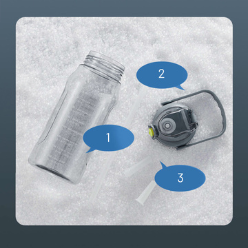 Motivační láhev na pitnou vodu s brčkem, 1,5l, upomínka, motivační odměrka, rukojeť, černá