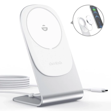 Choetech Magnetic Qi Wireless Charger 15W (MagSafe Compatible) White (T517-F) Stand Holder Silver
