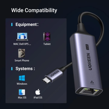 Adapter Ugreen CM648 USB-C auf Ethernet RJ45 2.5G Stecker