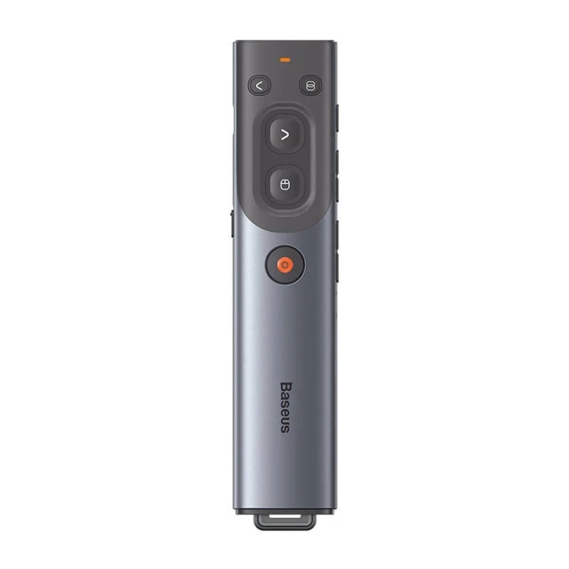 Wielofunkcyjny pilot Baseus Orange Dot do prezentacji, z czerwonym wskaźnikiem laserowym, akumulatorowy (szary)