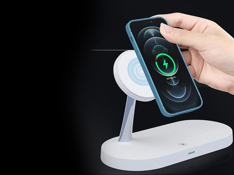 Індукційний зарядний пристрій Qi MagSafe 3in1 для iPhone / AirPods / Watch White