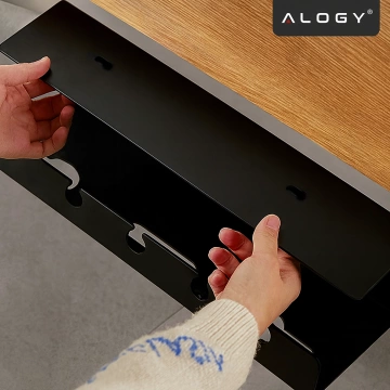 Organizér kabelů 2 v 1 pod stůl a na zeď, 40 cm, s lepicím proužkem pro udržení pořádku na stole, Alogy CableHold™ – černý