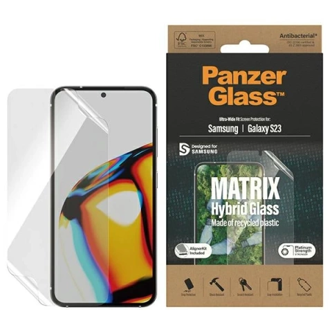 Szkło hybrydowe do Samsung Galaxy S23 PanzerGlass Matrix Ultra-Wide Fit z pozycjonerem