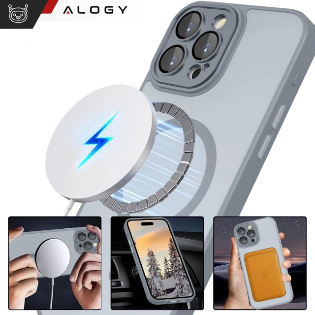 3in1 Hybrid Case Set with 2 Tempered Glass Screen Protectors for Apple iPhone 16 Pro Max, MagSafe Hybrid Protective Case with Lens Protection, Alogy 3in1 Case Pack, Titanium Gray