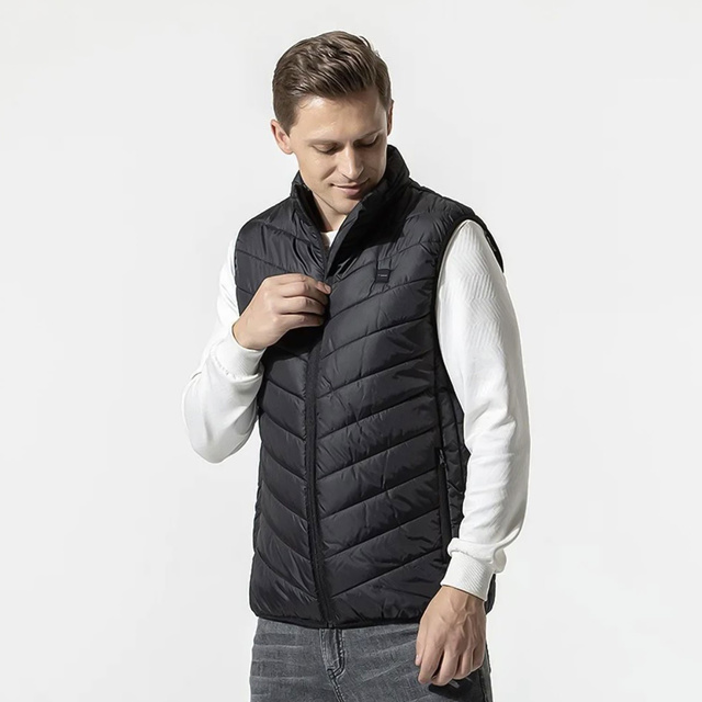 Beheizte Weste Damen Herren ärmellose Jacke USB gesteppt beheizt elektrisch Winter Unisex Größe M Schwarz